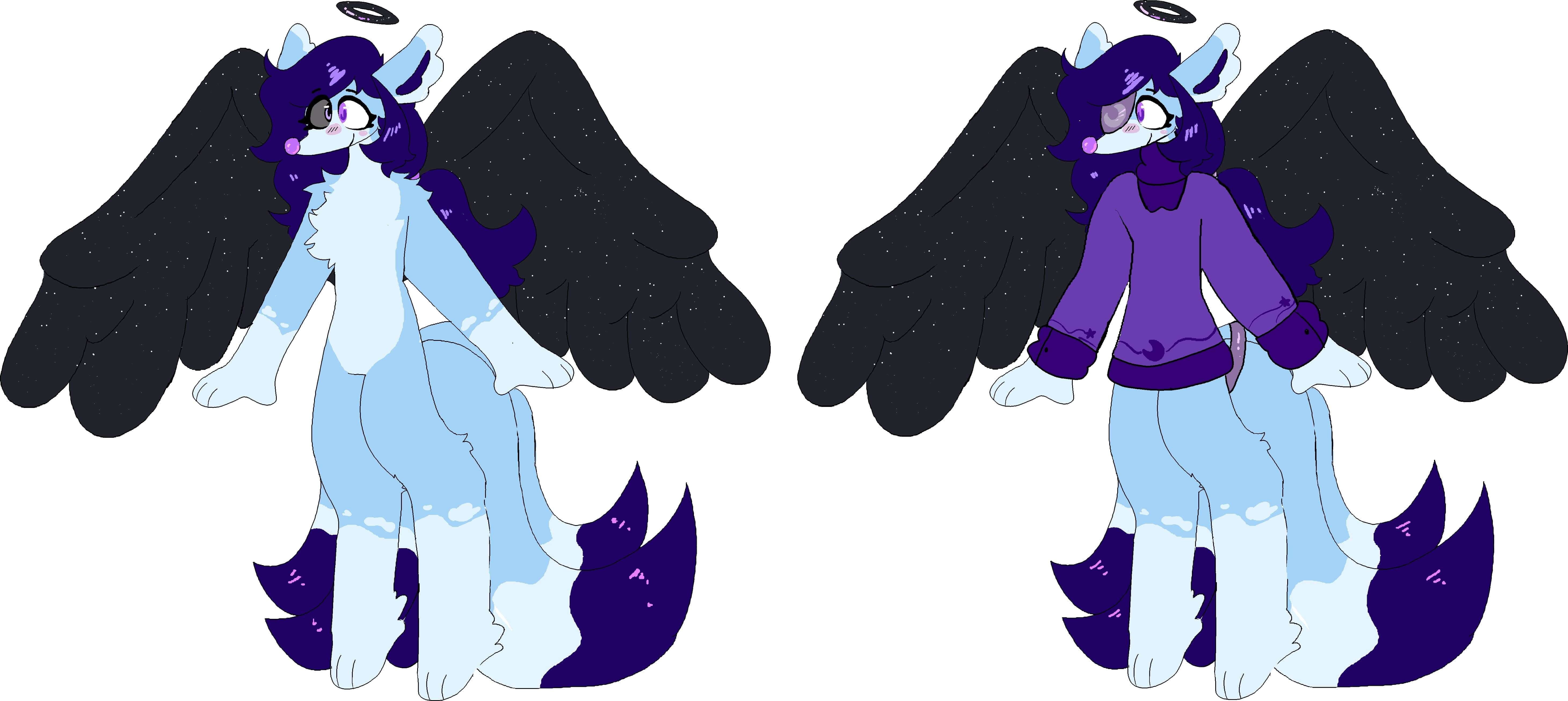 A fox angel with a galaxy theme