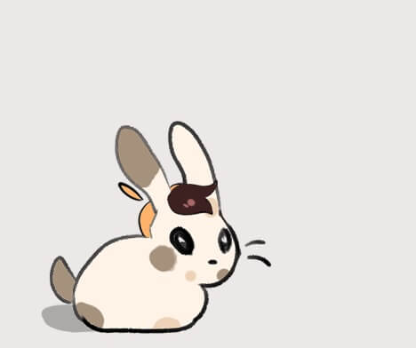 A small rabbit with a hat.