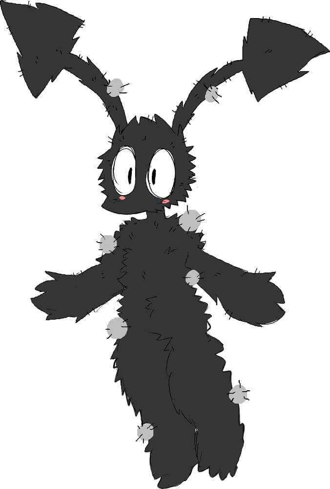 A dust bunny character.