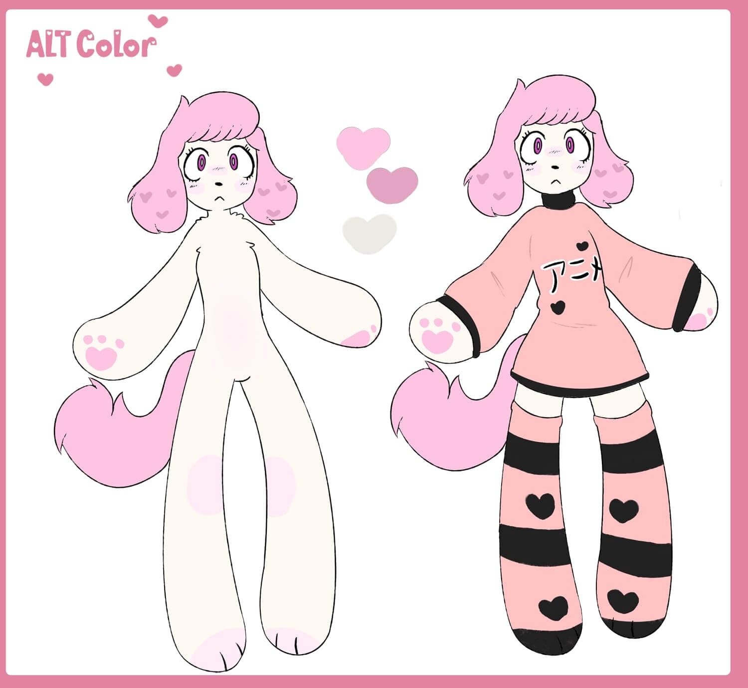 A refrence sheet of a dog girl.